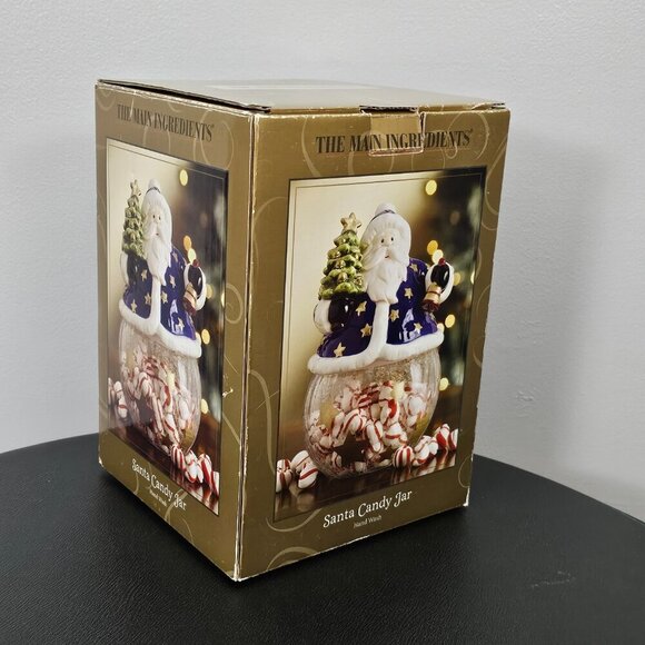 The Main Ingredients Vintage Christmas Santa Claus Ceramic And Glass Candy Jar - Picture 14 of 14